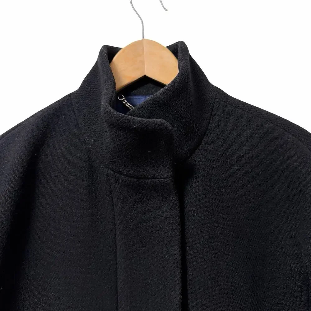 J Crew Womens Cocoon Italian Stadium Wool Blend Coat Size 2P Black Heavy Peacoat - Picture 4 of 11